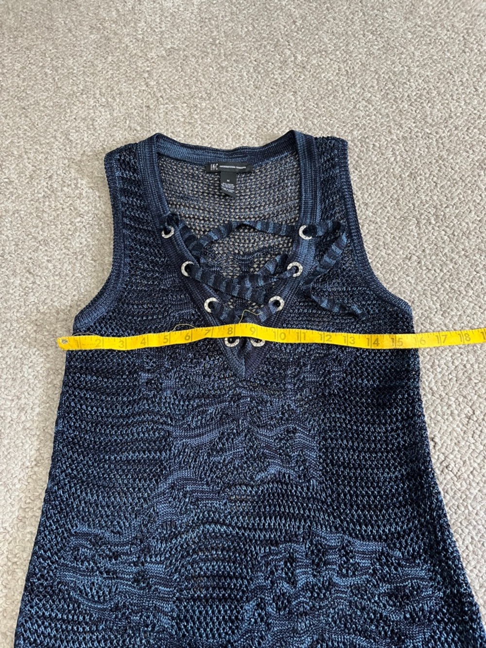 INC International Concepts Blue Crochet Lace-Up Beach Cover-Up/Top - Picture 9 of 10